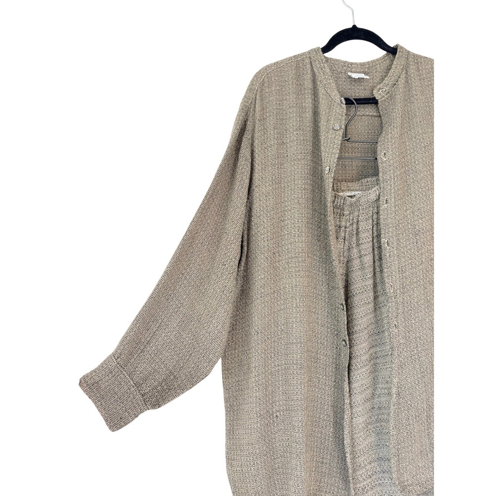 VTG‎ CP Shades 2-piece Shirt & Pants Set Brown Linen Flax Textured S/M